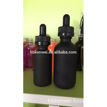 2OZ black boston round 60 ml matte black bottle with childproof cap glass pipette